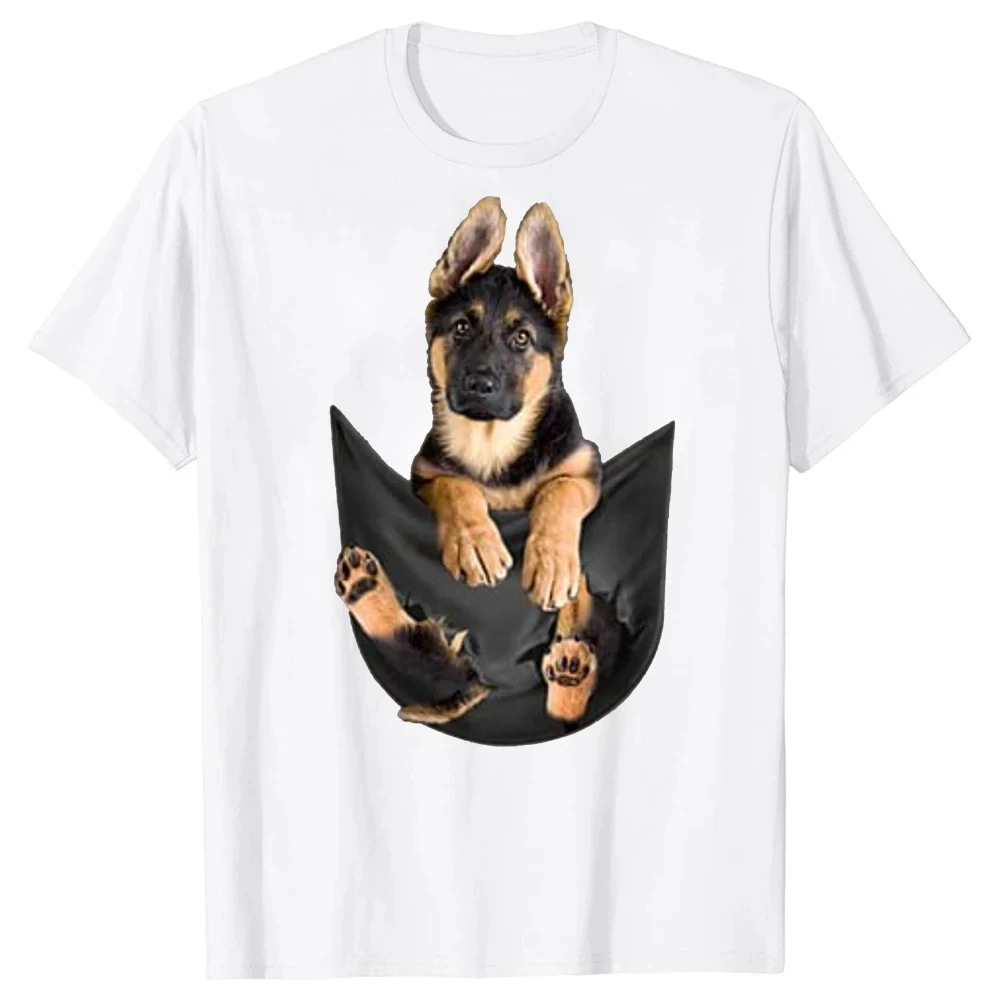 German Shepherd In Pocket Funny Dog Lover Gifts T Shirts Graphic Cotton Streetwear Short Sleeve Birthday Style T-shirt 50728