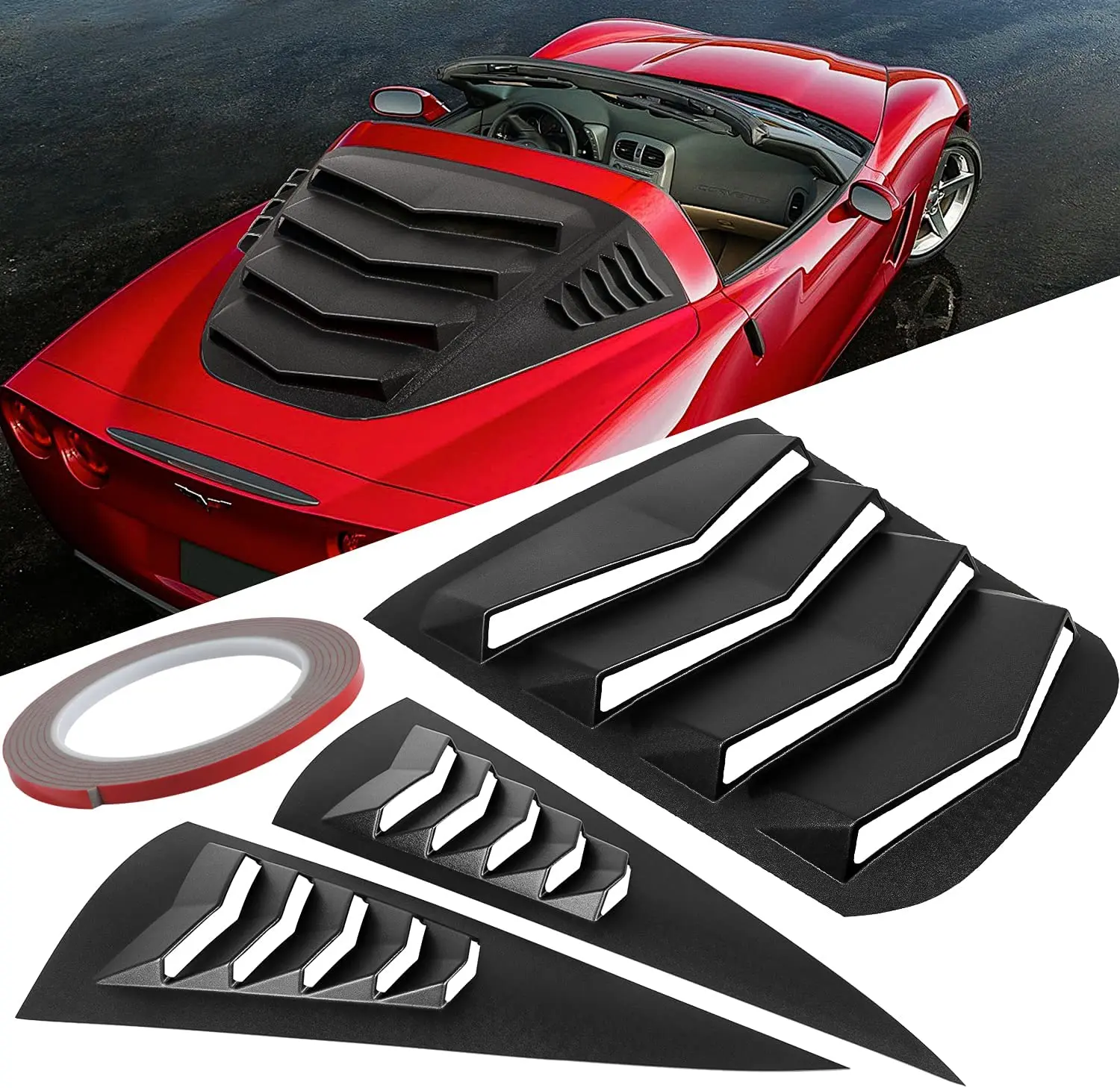 

TENG MILE 3pcs/set Rear & Side Window Louvers for Corvette C6/C6 Coupe/Z06/Grand Sport/ZR1 2005-2013 Sun Shade Windshield Cover