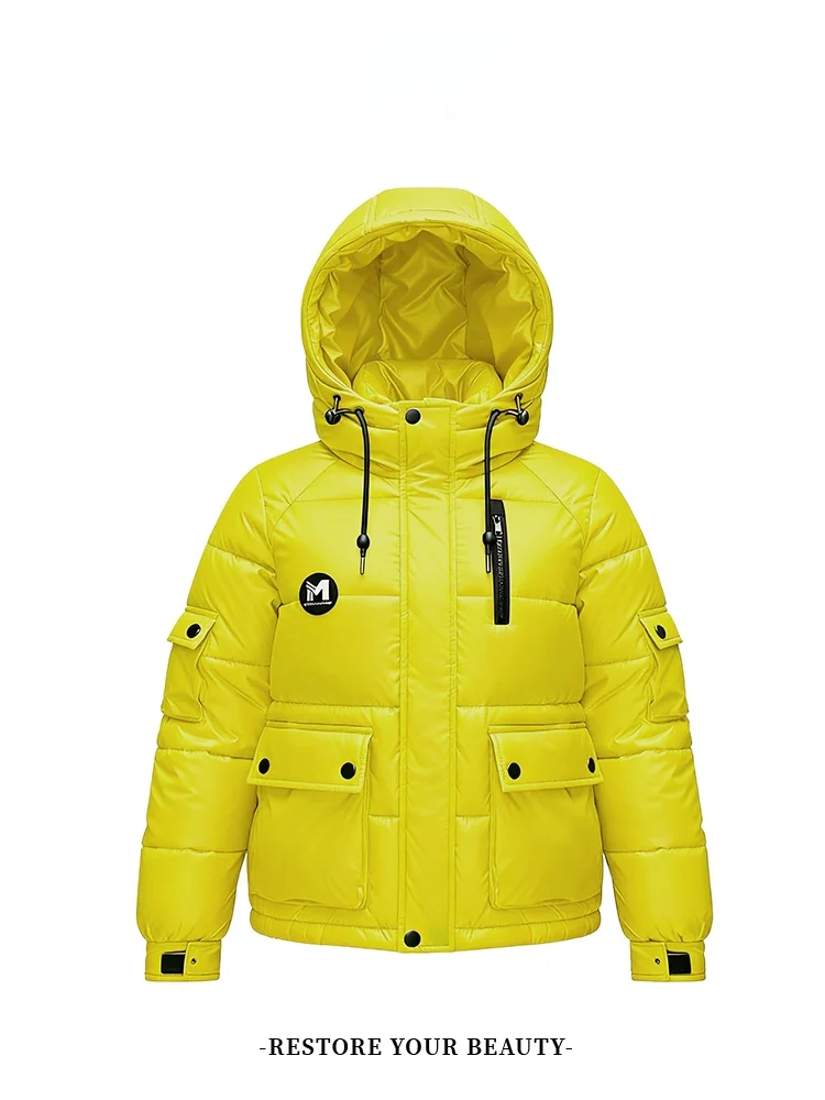 

Women's Hooded down Cotton Jaet Winter New Loose Thiened Warm Coat Korean Sle Commute Long Sve Zipper ort Model