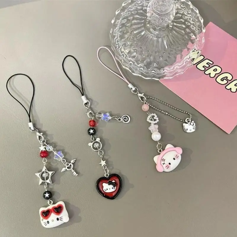 

Hello Kitty Mobile Pendant Anime Cartoon Sanrio Jewelry Pendant Female Phone Chain Girls Keychain Backpack Pendant Gift