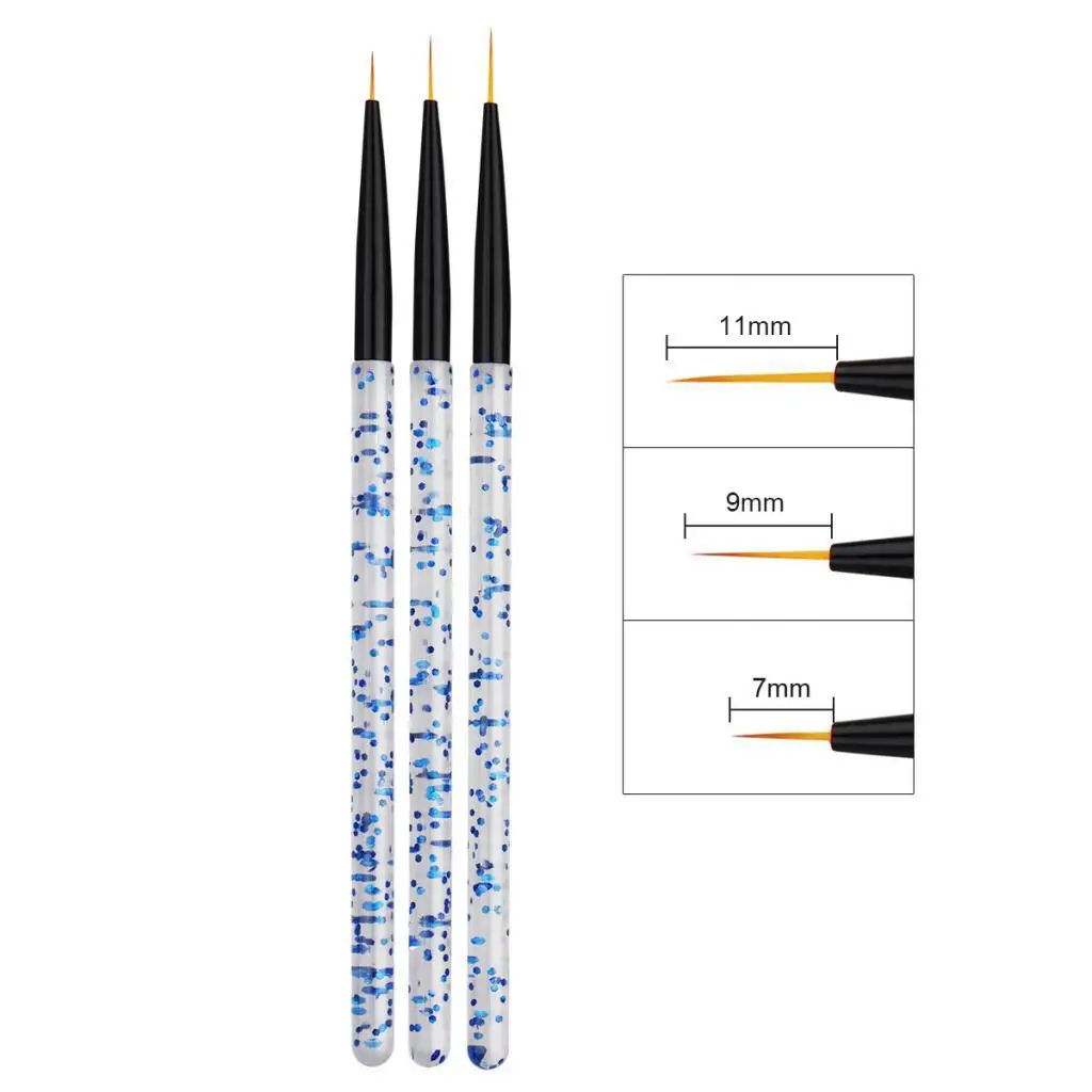 3 Pieces Professional Nail Art Brush Set Nail Design Brush Set