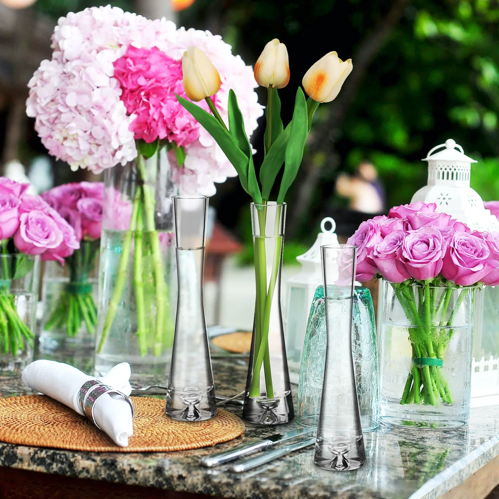 

3Pcs Single Flower Vases Small Glass Bud Vases for Home Decor Minimalist Style Easy Flower Arranging Small Vase