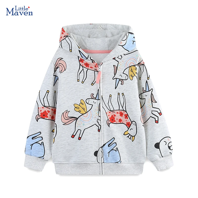 

Little maven Baby Girls Hoodies for Kids Clothes Children's Clothing 2024 Autumn Spring New Infants Unicorns Sweatshirts Cotton