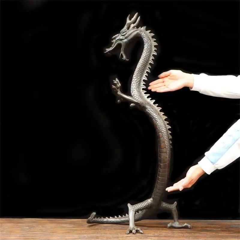 Pure copper dragon figurine, standing dragon, zodiac dragon, home and shop decoration, brass dragon
