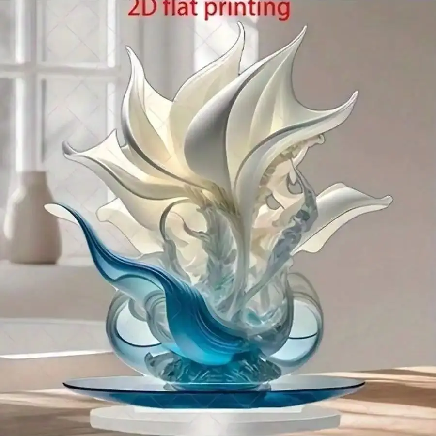1PCS Elegant Lily Flower Home Decoration Office Decoration Small Statues White and Blue Designed Dining Table Decoration Acces