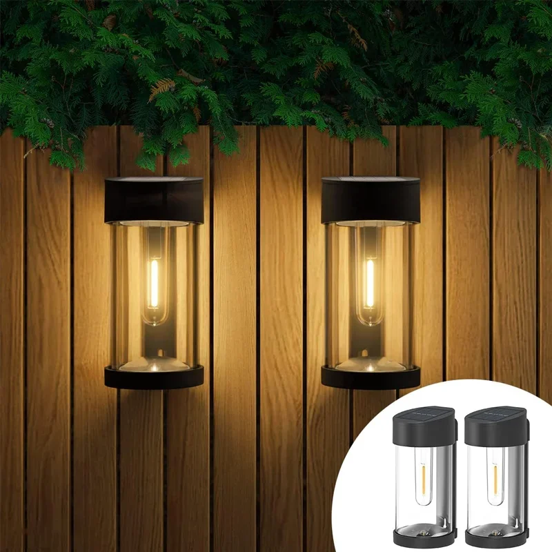 Solar courtyard lights, outdoor fence lights, garden porch deck decorative lights, retro waterproof, warm white