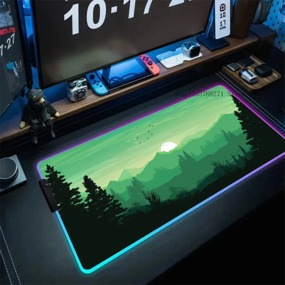 Green Background Landscape Mousepad XXL RGB Gaming Mouse Pads HD Black Gamer Accessories Large LED