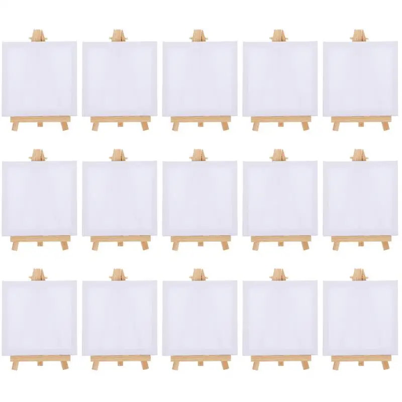 

15pcs Small Oil Painting Frames Canvas Package To Paint White Canvas Craft DIY Drawing Small Table Easel For School