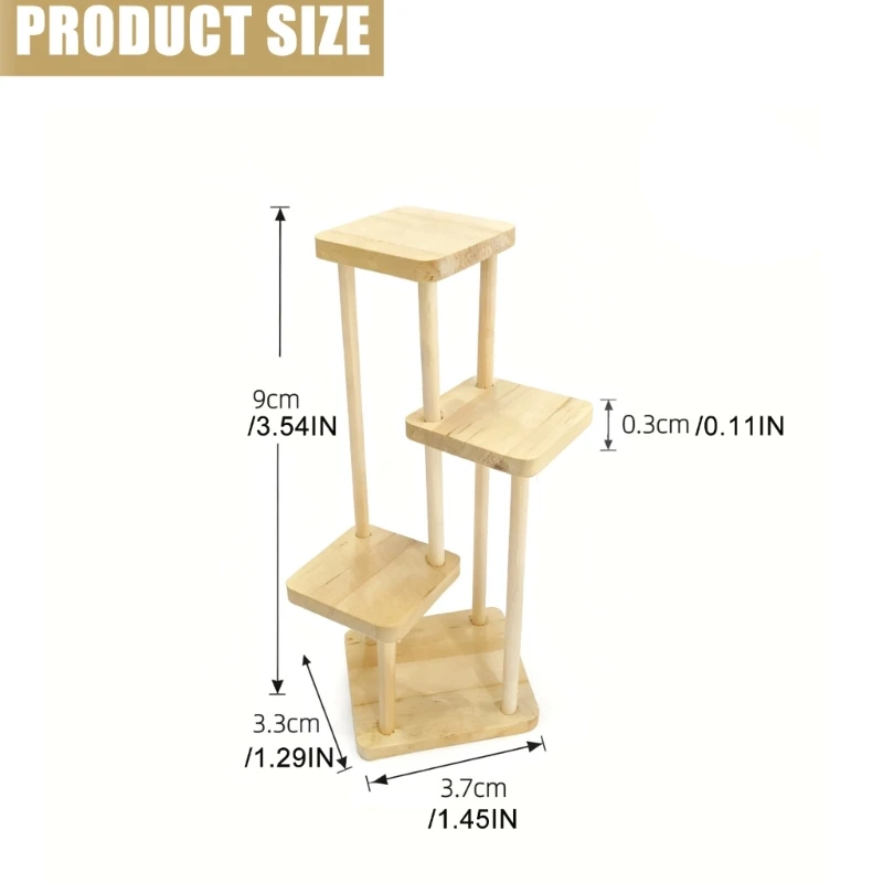 رف عرض نباتات خشبية متدرجة 1/12 ملحقات بيت الدمية أثاث قابل للجمع لتزيين عرض مشهد المشروع 15UB