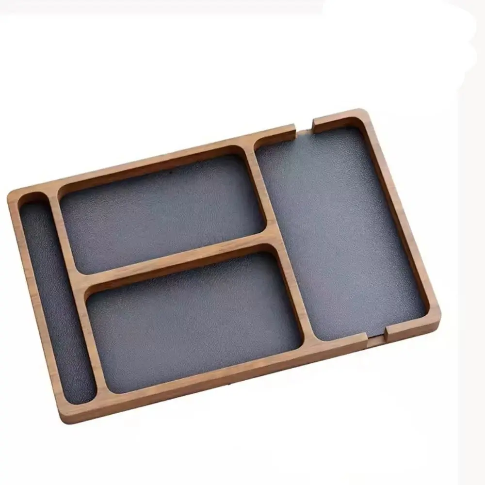 Durable Solid Wood Desktop Storage Box Partition with Multiple Grids Multifunctional Storage Tray Convenient Organizer Home