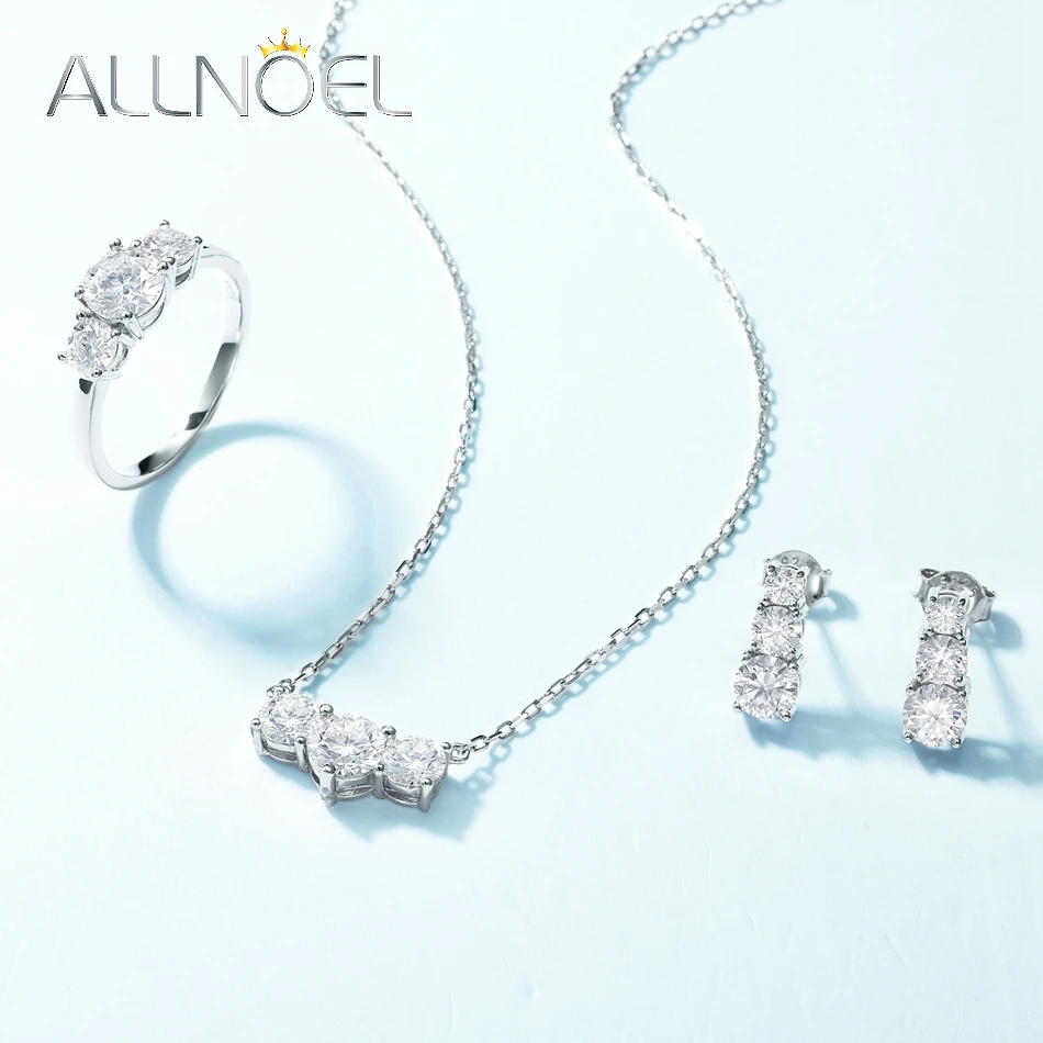 ALLNOEL D Color VVS1 Moissanite Necklace for Woman 100% 925 Sterling Silver Necklace Wedding Gift With GRA Wholesale Jewelry