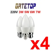 4Pcs Led Candle Bulb C37 3w - 7w E14 E27 B22 220V Warm White Cold White Daylight For Home Decoration Lamp Suitable for kitche