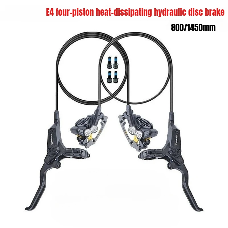 

E4 Mountain Bike Four-piston Heat Dissipation Oil Brake 800/1450mm Hydraulic Disc Brake Dual Brake Oil Disc Aluminum Alloy