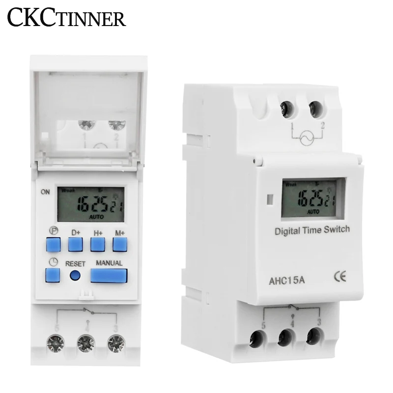 LCD Digital Timer AHC15A Programmable TIME Relay Timer Switch Controller 12V 24V 48V AC 110V 220V Electronic Weekly Counter