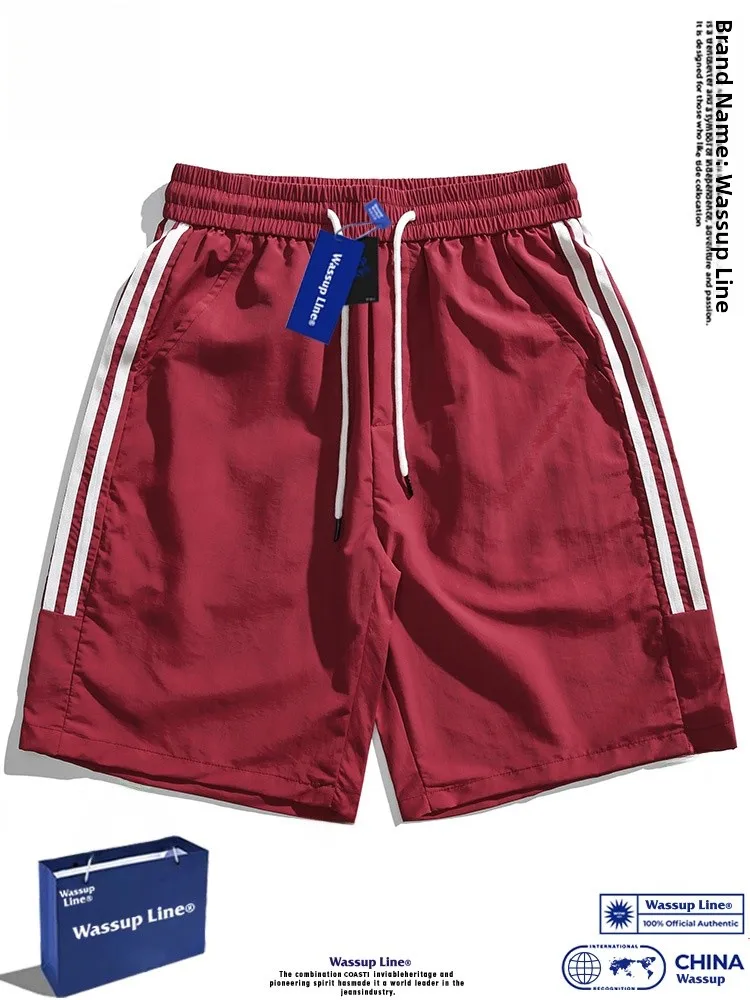 

Wassup Line Qui Dry Sport Five-Point orts for Men Summer Casual Pants Street Sle Tee Bars ort orts Straight Leg