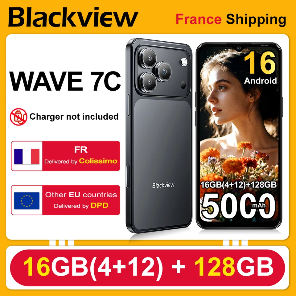 Blackview WAVE 7C Smartphone 16GB(4+12)+128GB 6.56'' HD+IPS