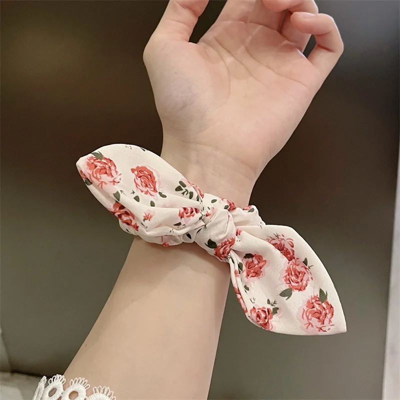 Korea Cute Bow Hair Band Strap For Apple Watch Band 49mm 44mm 40mm 45mm 41mm Fashion Lady Elastic Strap Band For watch 9 8 7 6 5