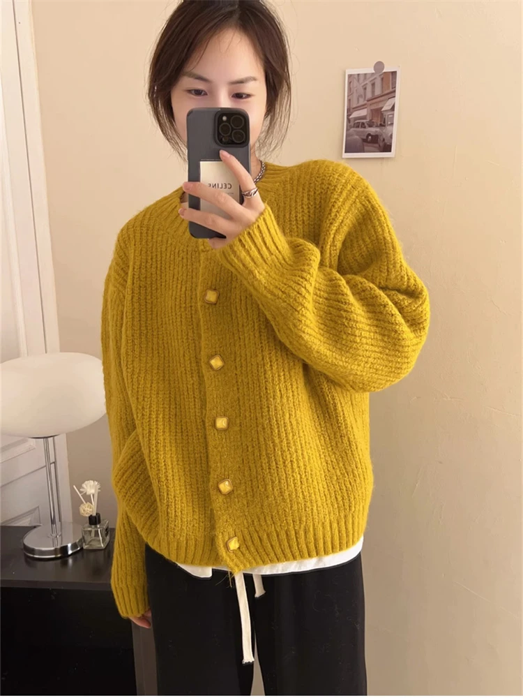 Winter Women Sweater Knitted Cardigan Oversize Girls Sweater Woman Cashmere  Pullover Tops Long Sleeve Maxi Vintage Y2k Thick