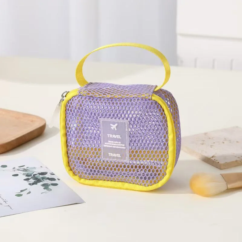 

Fashion Mesh Women Wash Makeup Bag Small Transparent Travel Cosmetic Storage Pouch Portable Tote Toiletry Make Up Washbag