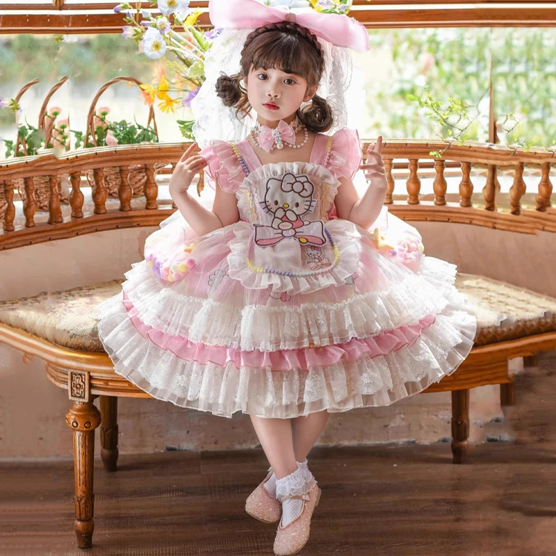 

Платье Sanriou Hello Kitty Lolita, праздничная юбка для девочек, детское платье для девочек, детская одежда, одежда для девочек, каваи, аниме, подарок на день рождения