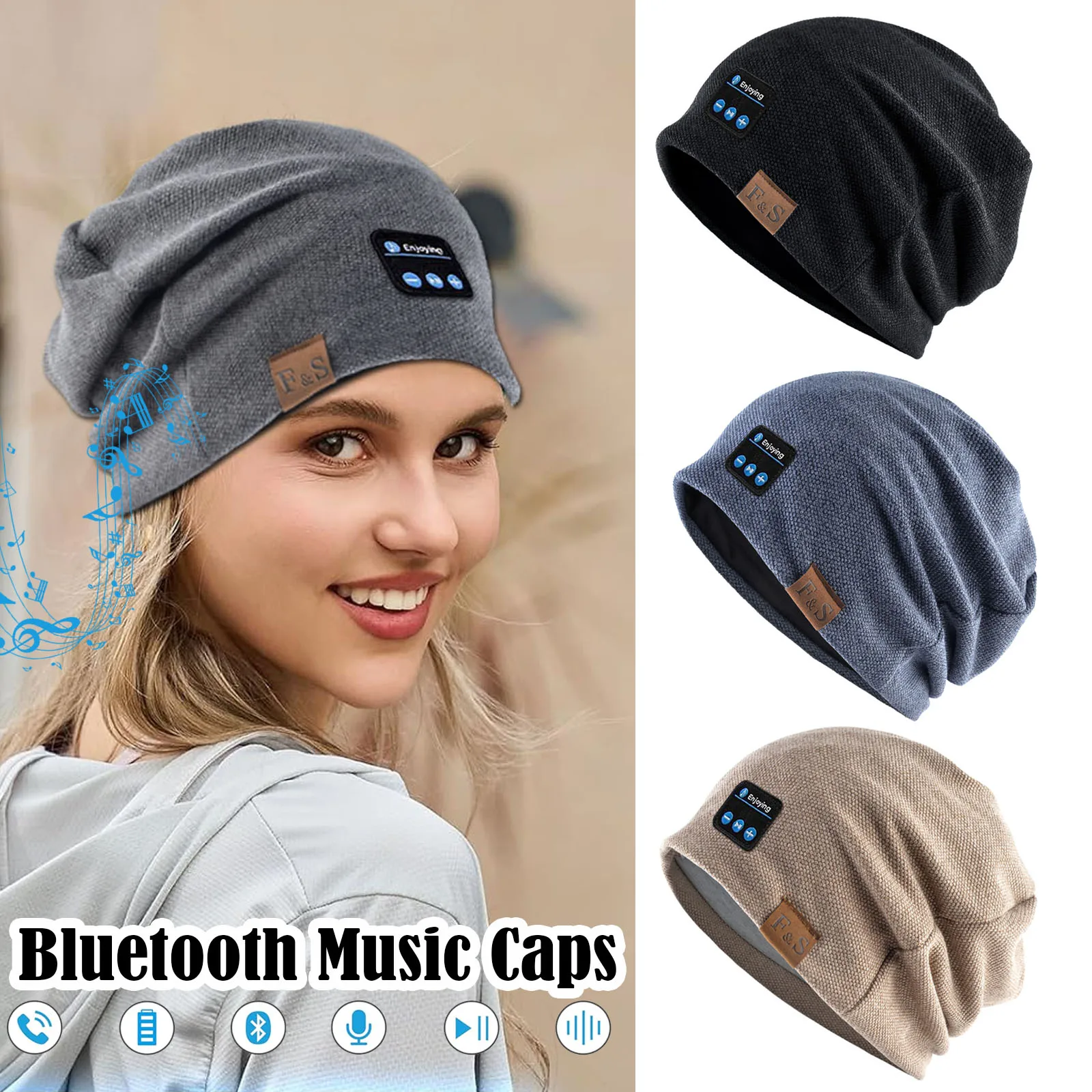 Bluetooth Headphone Wireless Smart Cap Headset Women Beanie Hat Speaker Hunting Camping Running Music Earphone Spring Autumn Hat