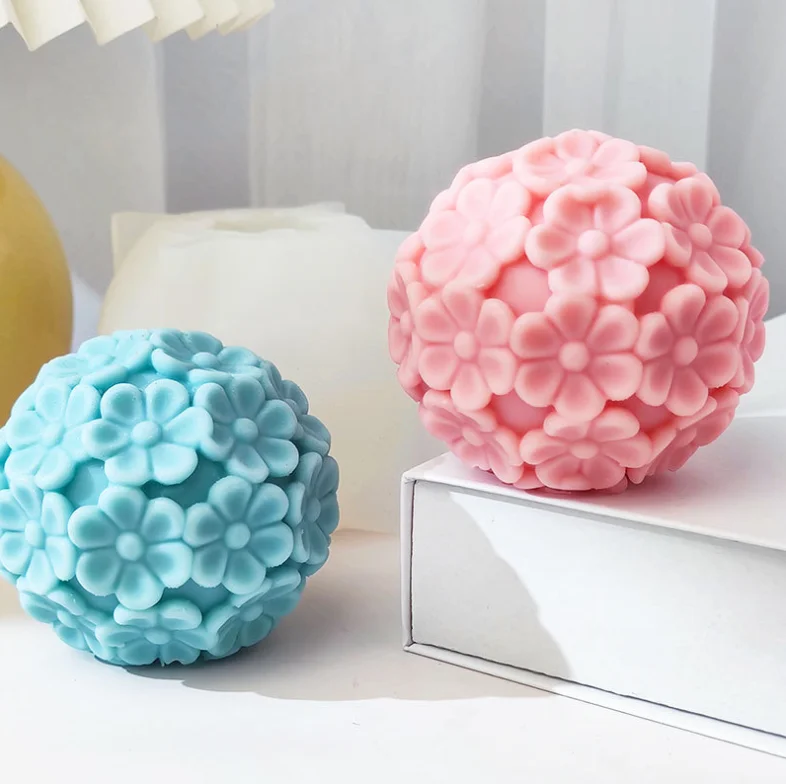 

SZ624 DIY Wedding Festival Chrysanthemum Sunflower Rose Flower Ball Candle Soap Silicone Mold