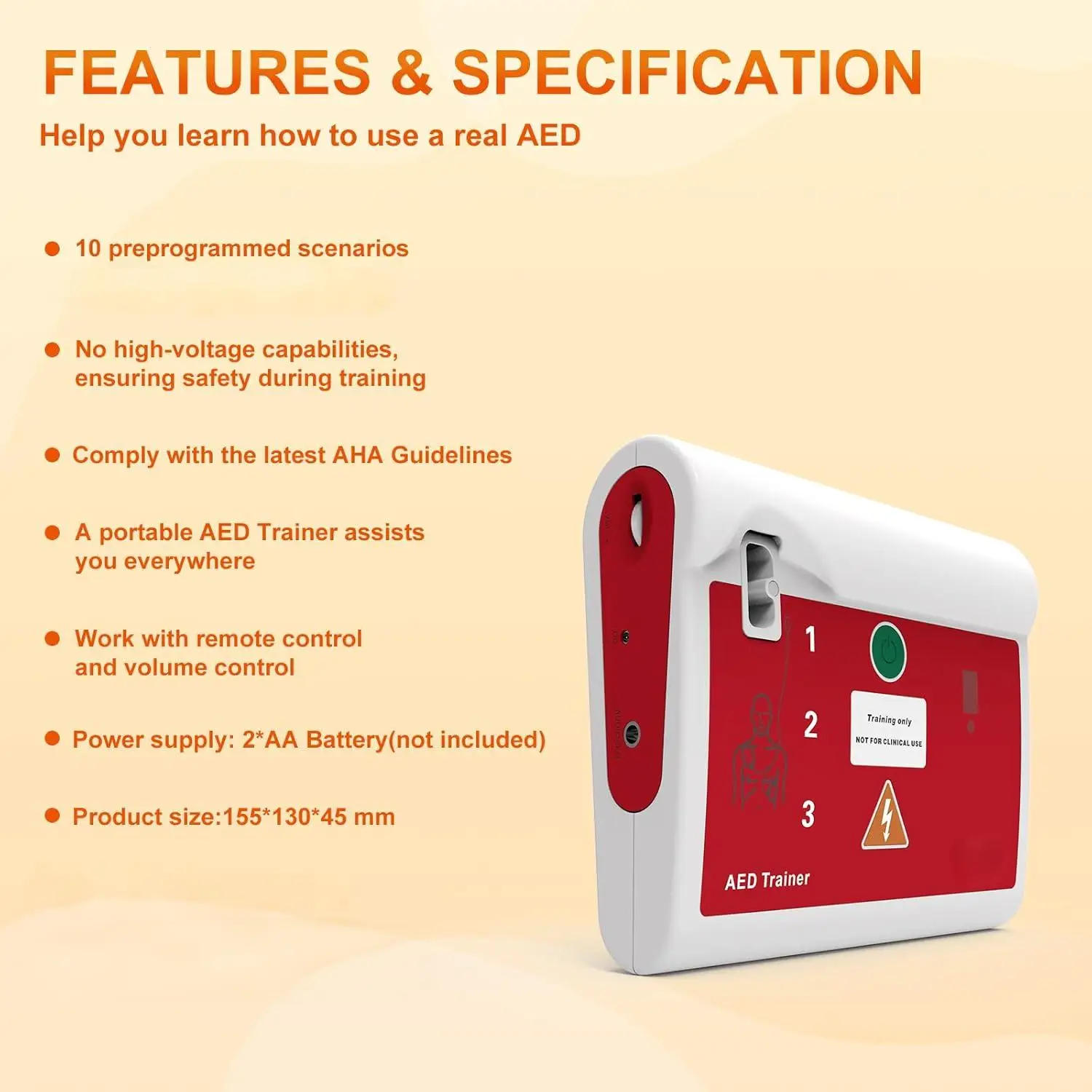 حزمة واحدة من مدرب AED IFA-120C، للتدريب على الإسعافات الأولية فقط، جهاز تدريس CPR مع جهاز تحكم عن بعد، لتعليم AED وCPR