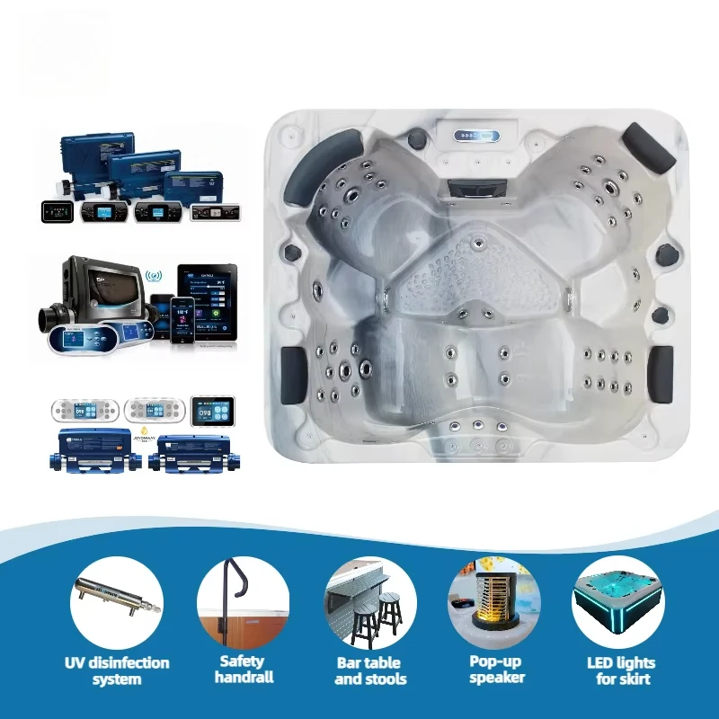 Best Small Hot Tub 1.9m Modern Spa Tubs Outdoor and Indoor Customized whirlpool Outside Tub with 51 Jets for Home Garden Use