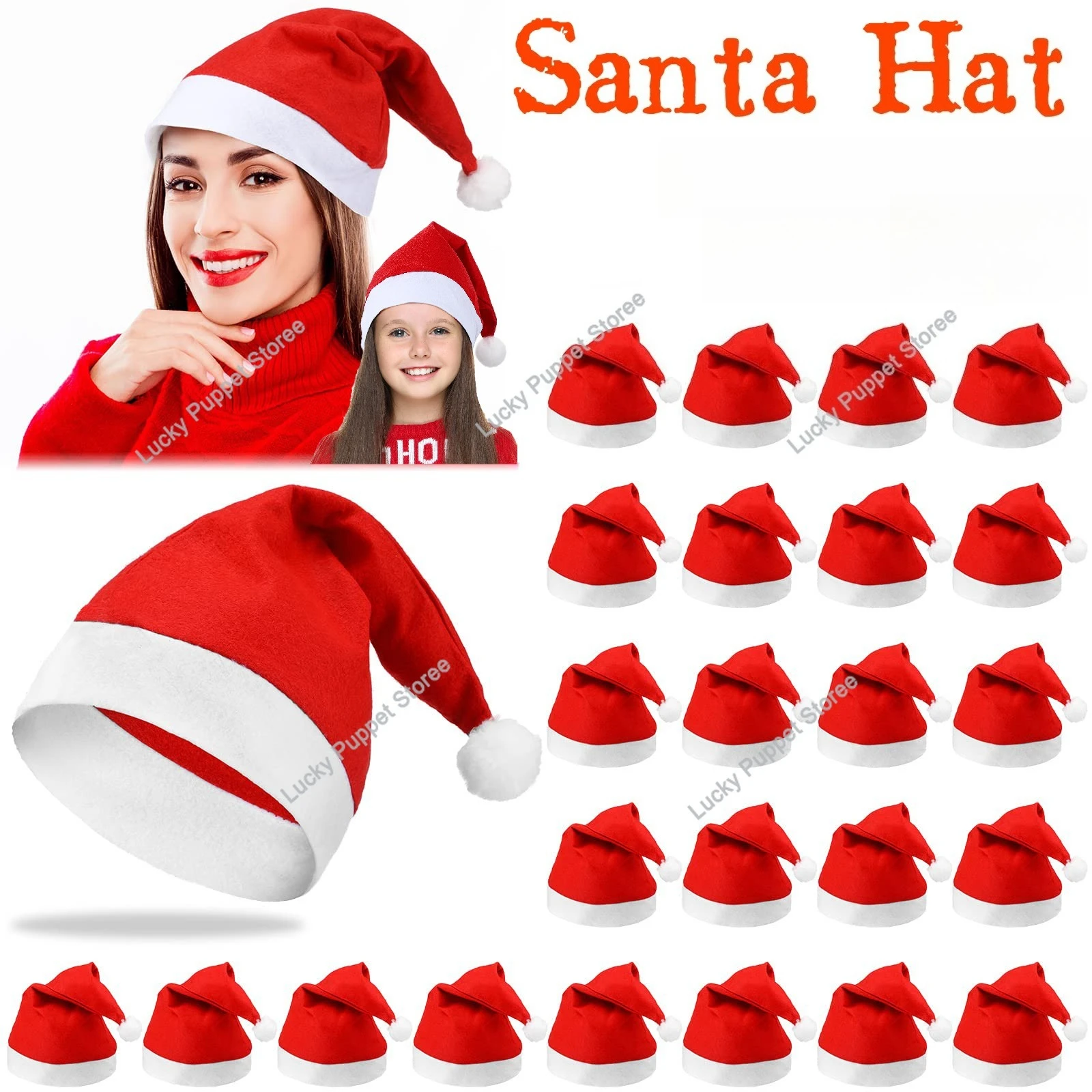 10-50 قطعة غير المنسوجة النسيج سانتا كلوز قبعات عيد الميلاد الكبار الاطفال قبعات عيد الميلاد قبعة عيد ميلاد سعيد السنة الجديدة مهرجان ديكور الحفلات
