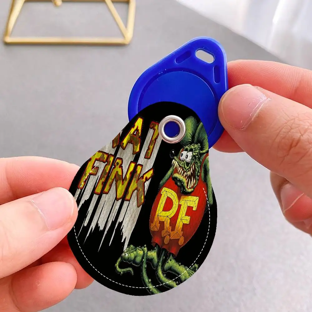 R-RAT F-FINK Creative Cartoon Pattern Sensitive Access Card Protective Sleeve Keychain Fashion Decorative Pendant