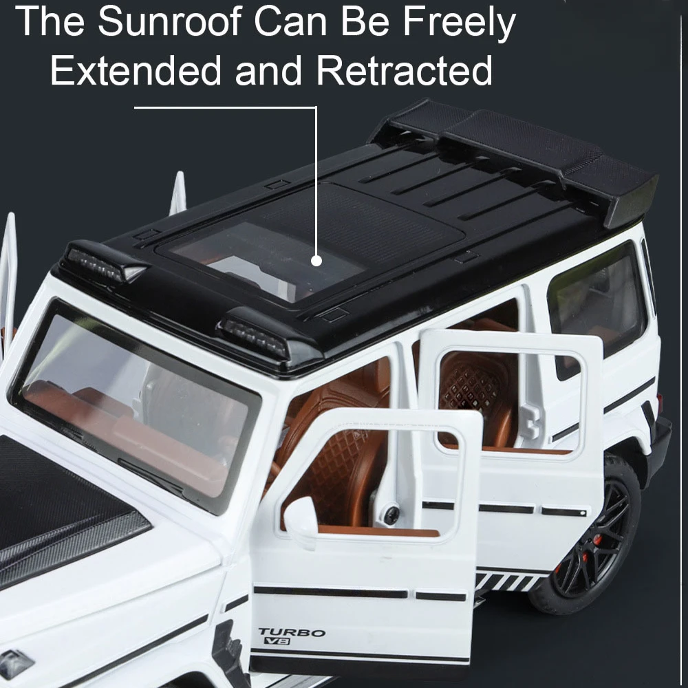 1:24 Scale Benz G800 Car Toy Model Metal Diecast Sound Light SUV Shock Absorption Pull Back Off-road Vehicles Kids Holiday Gifts