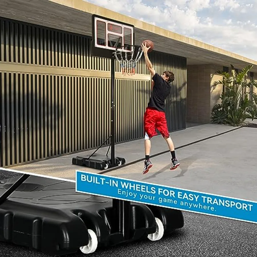 Портативные баскетбольные кольца для уличного баскетбольного кольца, регулируемое 10 футов, с небьющейся пластиной 44 дюйма и ободом 18 дюймов 4.