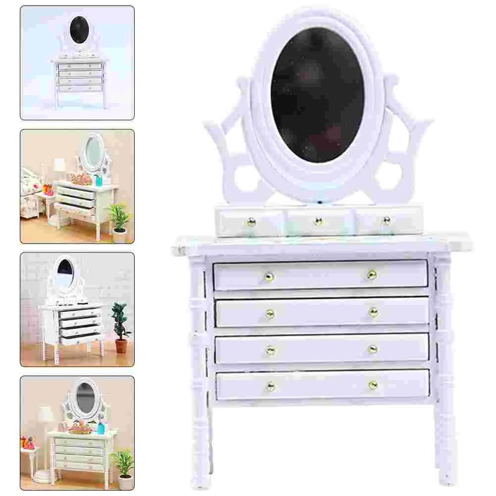 

Decorate Dressing Table Simulation Makeup Mini Bookcase House Vanity Wooden Miniature