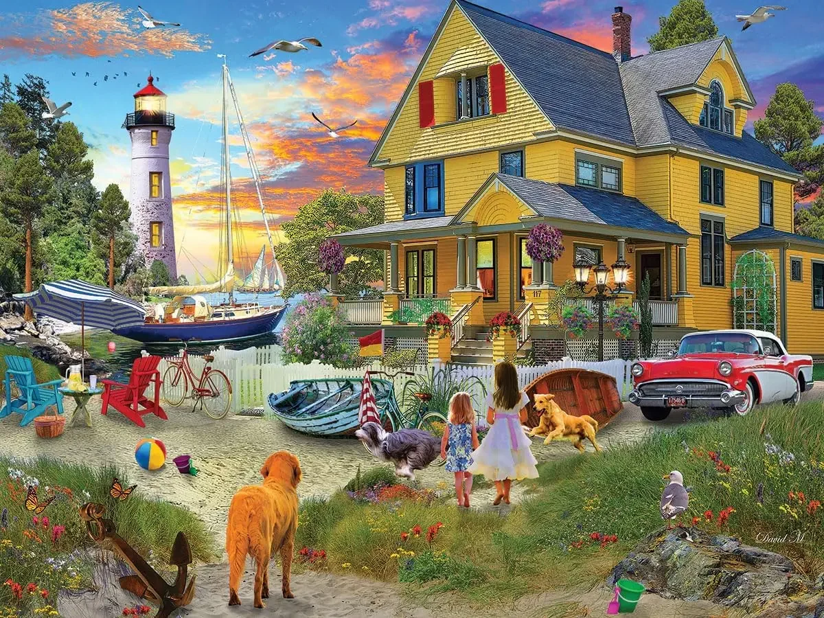 

Jigsaw Puzzles for Adults 1314/520/120pcs Yellow Beach House Wooden Puzzles for Gameroom Bedroom Home Decor Birthday Party Gift