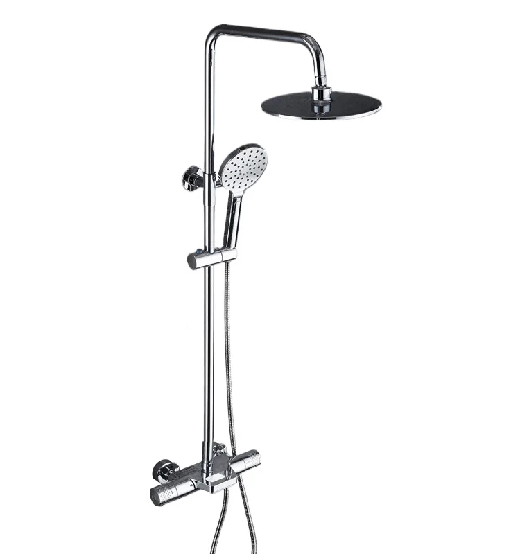 

Hot Sale Multi Style Luxury Thermostatic Wall Exposed Rainfall Brass Chrome Shower Column Set