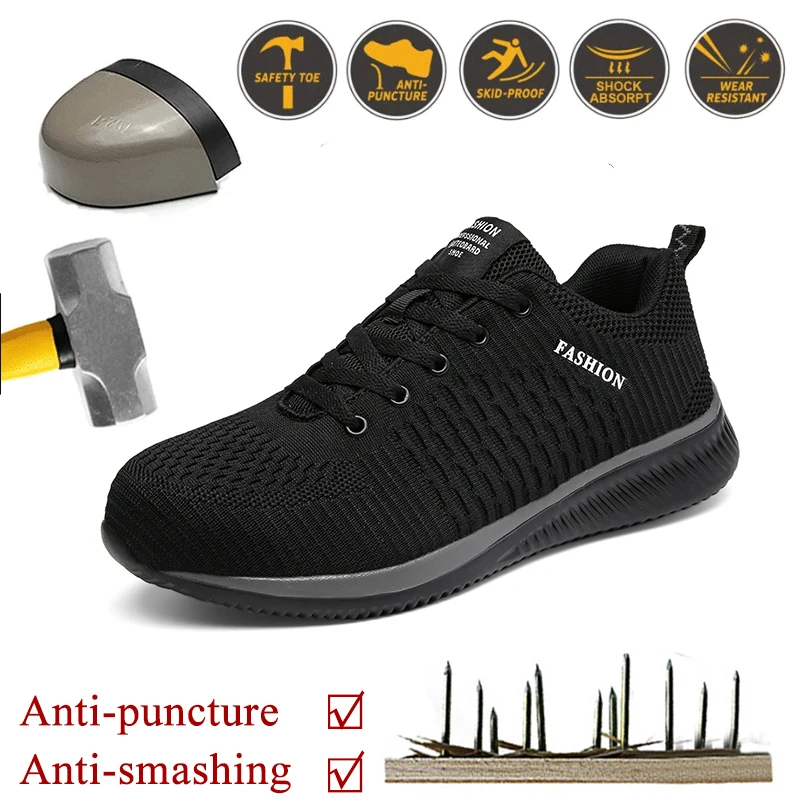 

2024 New Work Sports Shoes Steel Toe Men's Safety Shoes Anti-piercing Work Shoes Boots Fashion Indestructible Footwear Safety
