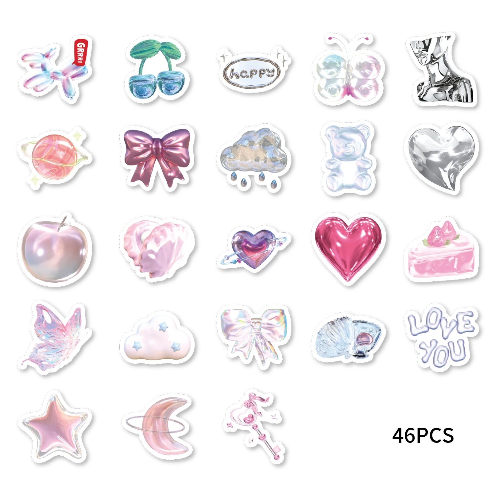 46pcs Love Balloon Cute Graffiti Stickers Decorated Notebook Water Cup Diary Suitcase Guitar Classic Toy Scrapbook DIY Decal image 6