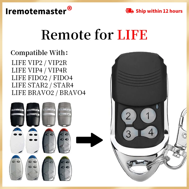 

For LIFE Garage Door Remote Control 433.92MHz FIDO2 FIDO4 VIP2 VIP2R VIP4 VIP4R STAR BRAVO 2 4 Gate Remote Control