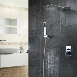 BAKALA-Cabezal de ducha de acero inoxidable, cabezal de ducha de lluvia, juego de ducha de descarga para personas mayores, grifo de cascada con ducha de mano