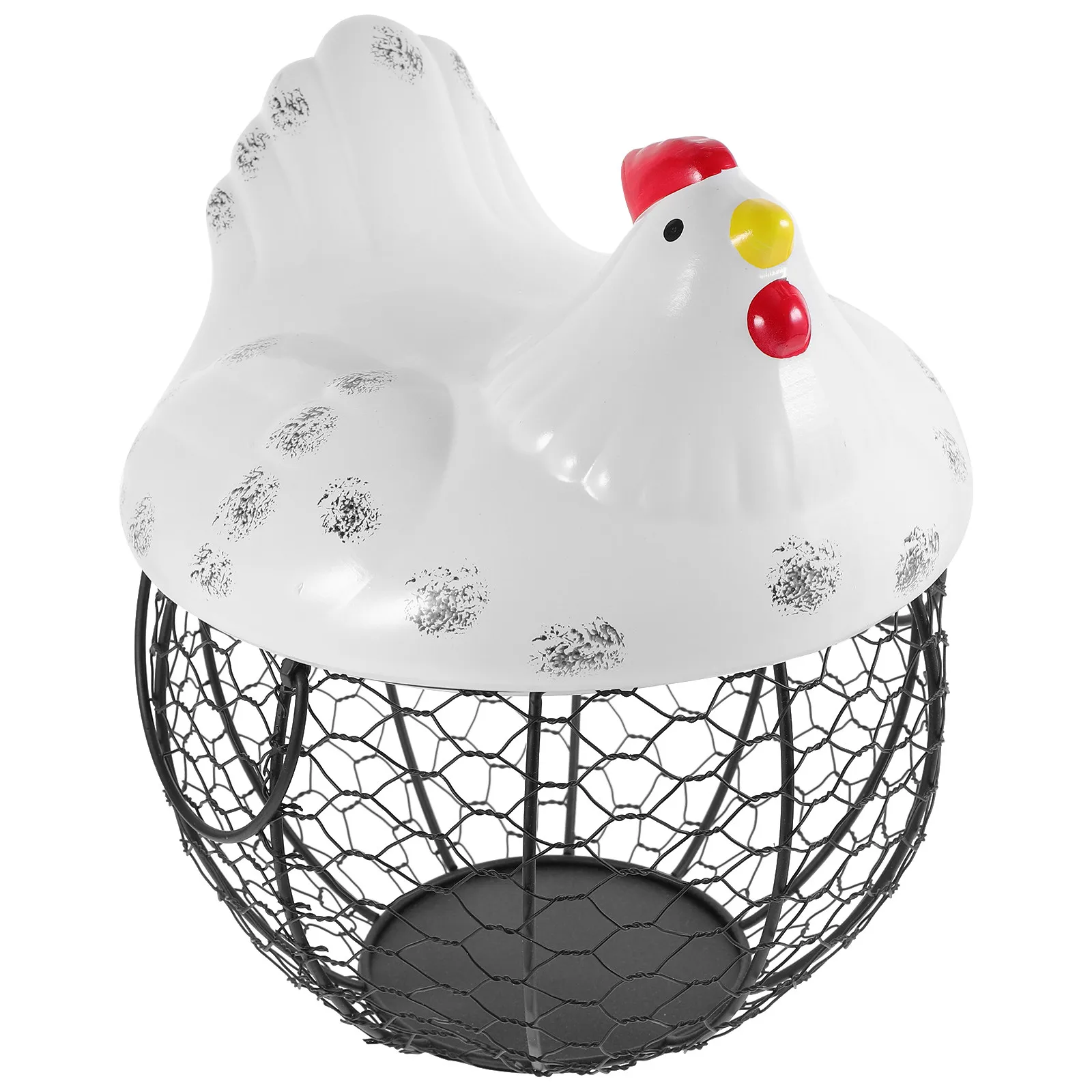 1Pcs Iron Art Chicken Shape Egg Holder Kitchen Storage Basket Fruit Container Home Organizer White Eggs Storage Basket