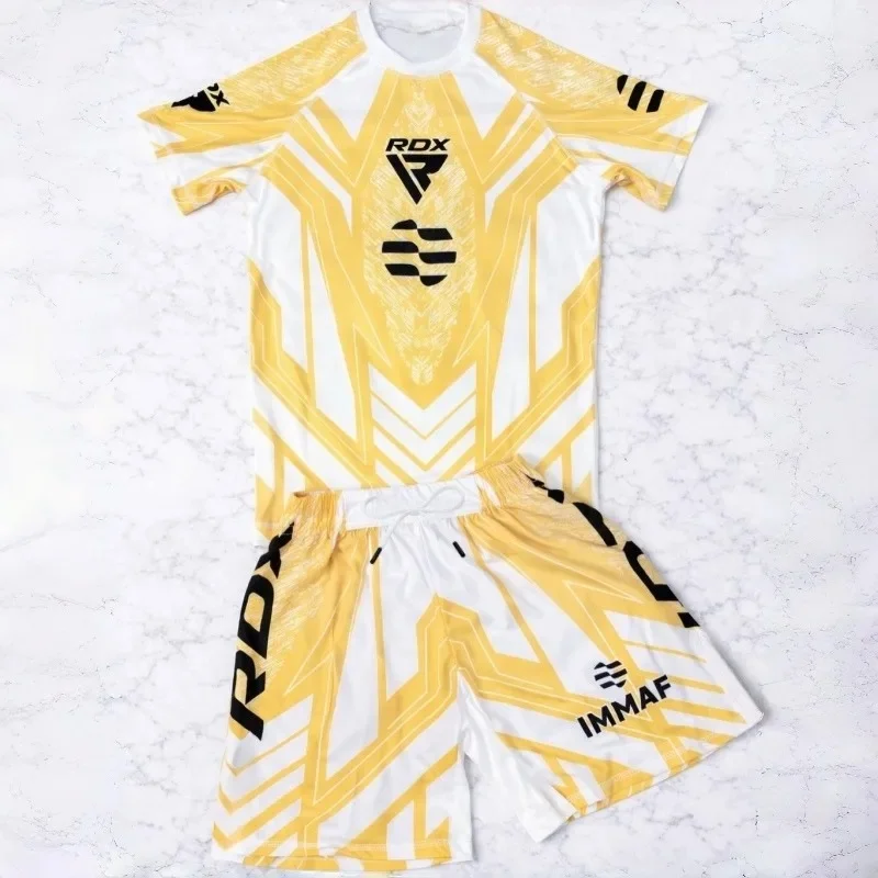 2026 new mecha Y2K style combat suit short sleeved shorts two-piece set, breathable and wear-resistant men's training sportswear