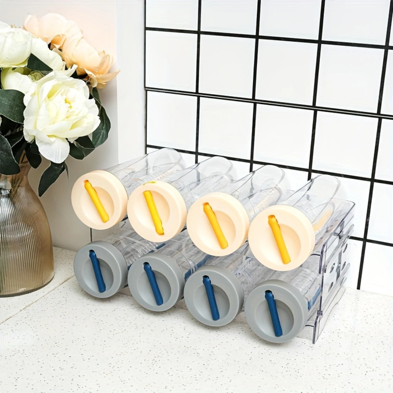 PET Transparent Cabinet, Stackable Water Cup Beverage Rack, Multi-functional Folding Storage Cabinet