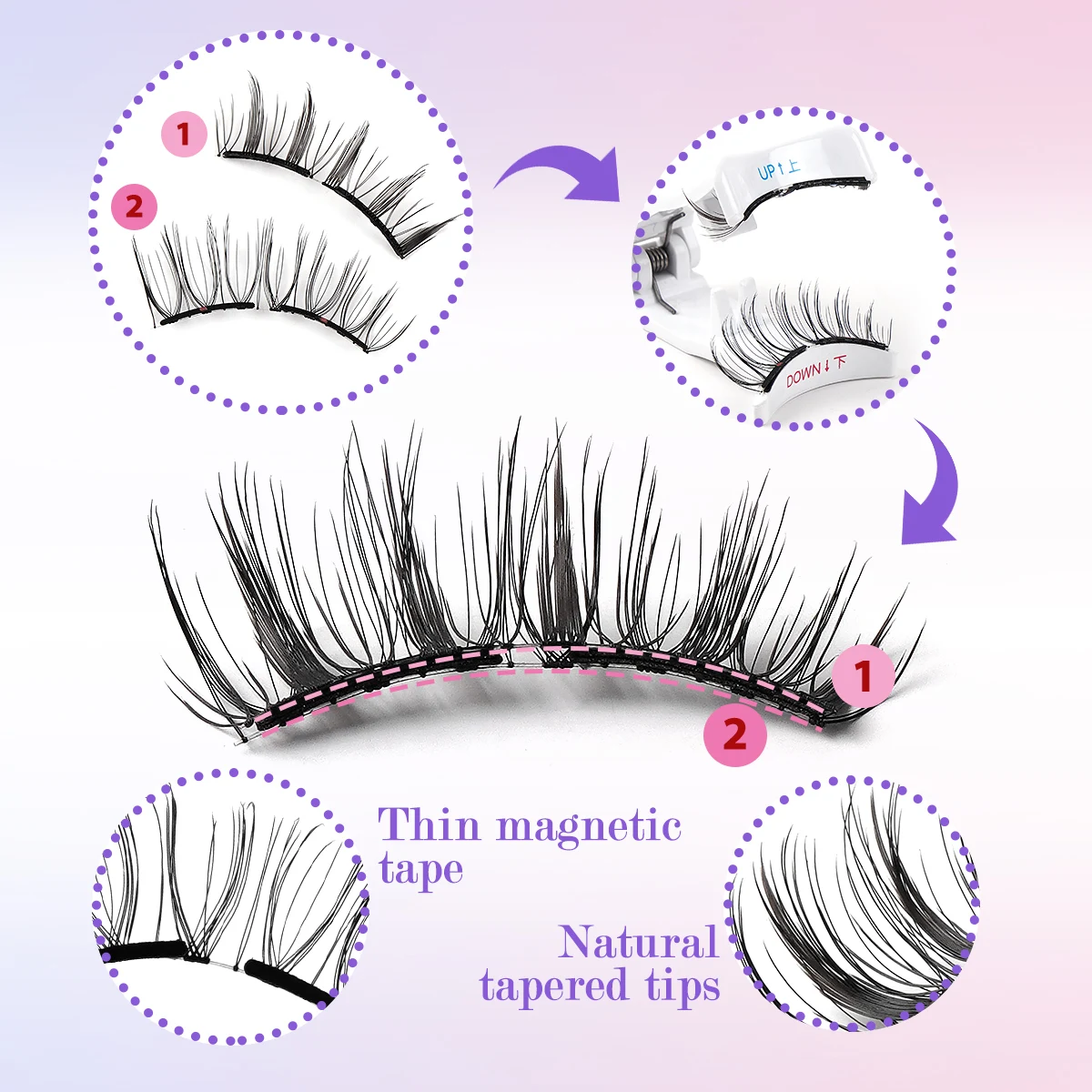 MAGEFY Pestañas magnéticas suaves con aplicador Pestañas de ojos de gato naturales reutilizables sin pegamento Extensión de 6-11 mm Fácil de usar y quitar