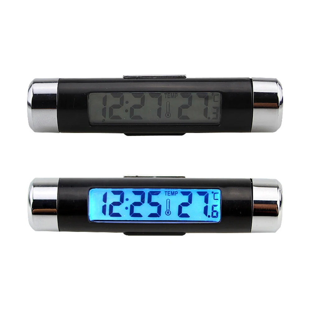 Portable Smart Mini Digital Clock For Car mounted air outlet thermometer with backlight