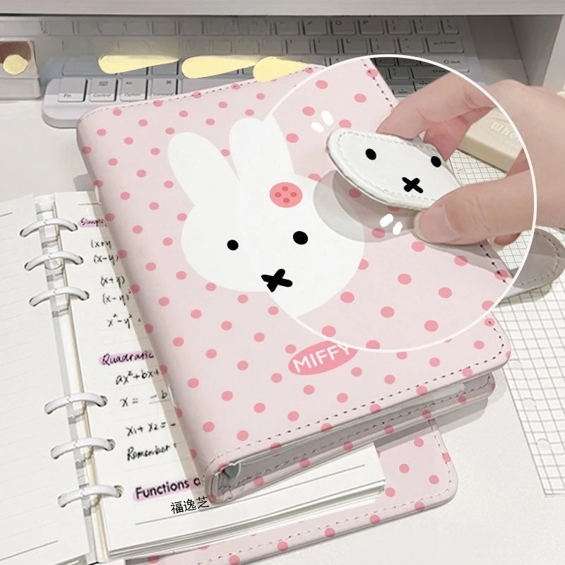Anime Pink Miffy PU Cortex Cute A5 Magnetic Attraction Notepad Student Good Looks A6 Hand Ledger Notebook New Lovely Kawaii 2026