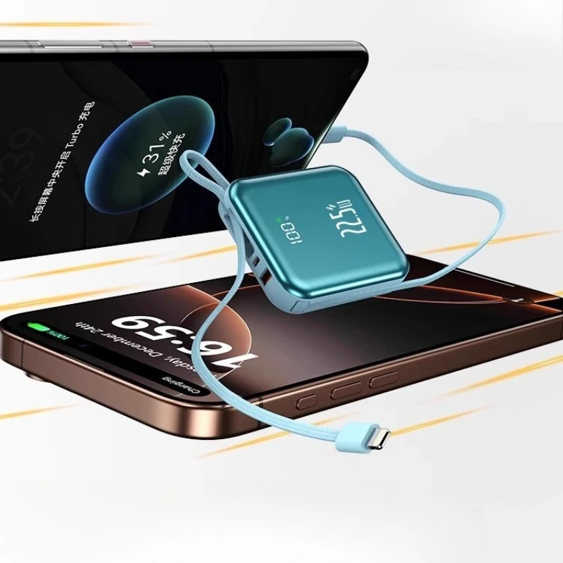 5V Multi-capacity battery Portable Fast-charging Power Bank with Built-in Cable for Apple and Android Devices