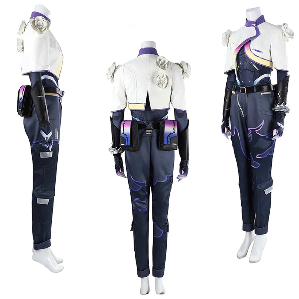 Game Valorant Vyse Cosplay Women Costume Fantasia Dress UP Outfits Female Role Coat Pants Belt Gloves Full Set Halloween Suits