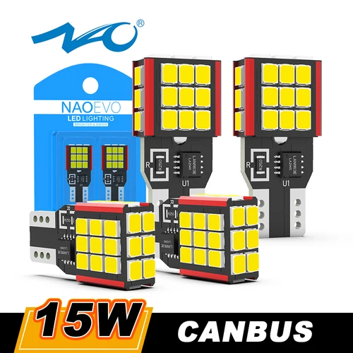 NAO T15 W16W bombilla LED CNABUS sin Error T16 15W 1500LM 921 30SMD 3030 luz de respaldo de coche superbrillante blanco 12V lámpara de marcha atrás automática