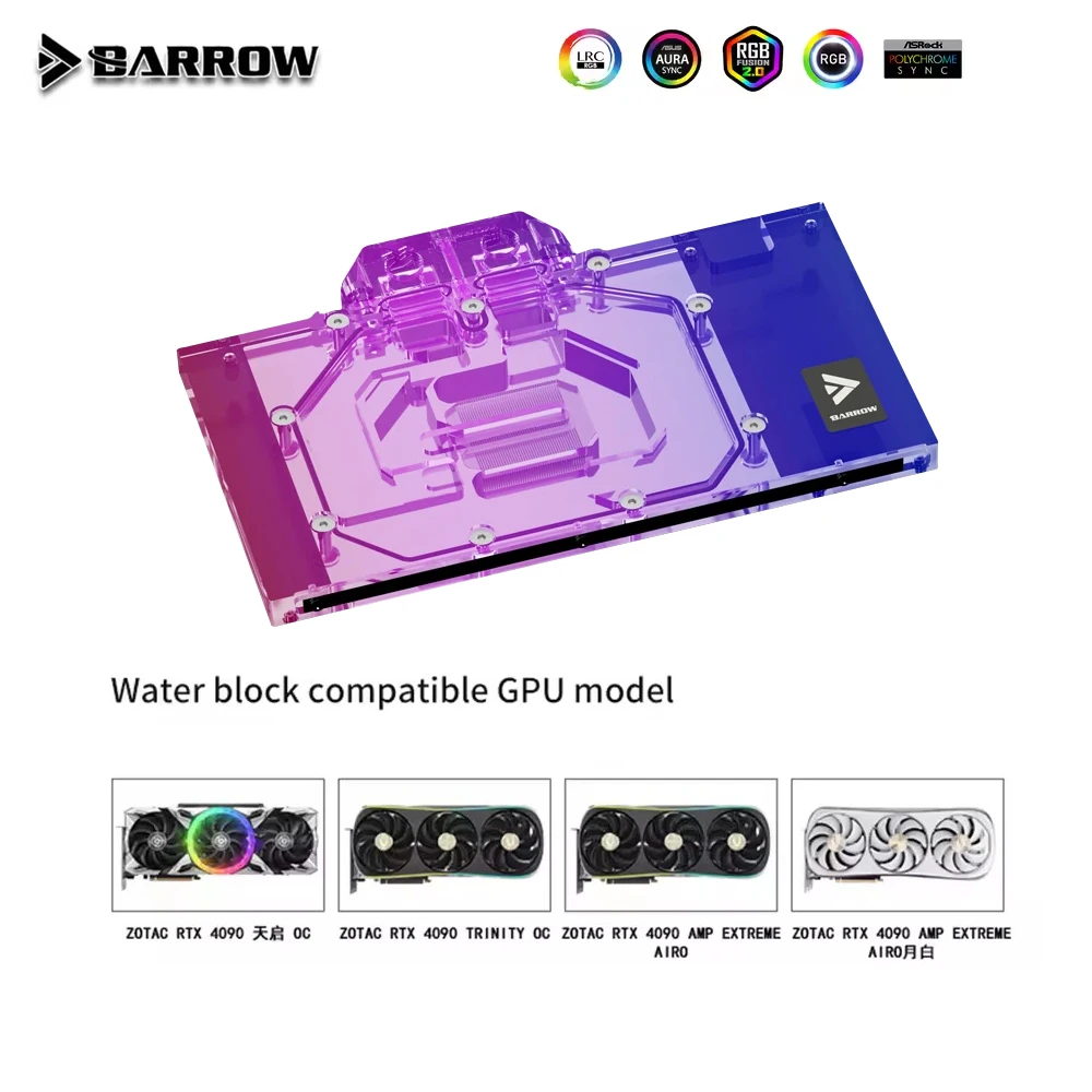 BARROW GPU Water Block For ZOTAC RTX 4090 / Manli RTX 4090 Gallardo Graphics Card Water Cooling Radiator 5V 3PIN AURA SYNC