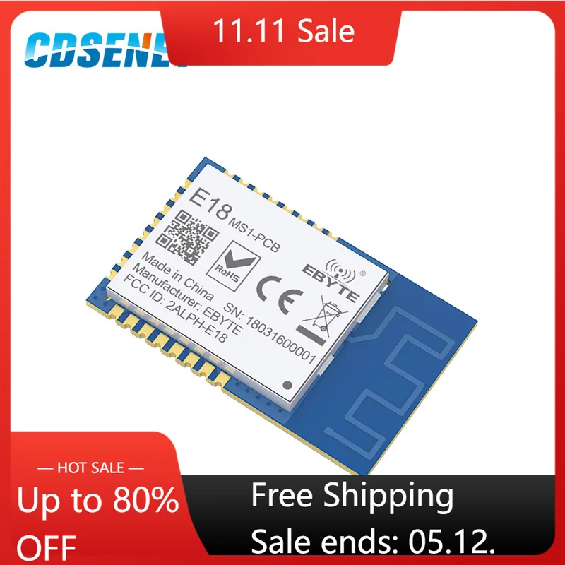 

Zigbee 2,4 ГГц CC2530 Основная плата SMD Беспроводной радиочастотный модуль CDSENET E18-MS1-PCB SPI-передатчик Приемник с экранной печатной платой антенны